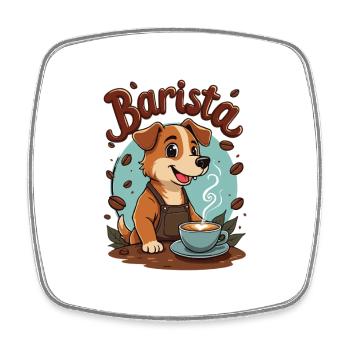 Barista-Hund Kaffeekunst - Viereckiger Kühlschrankmagnet - Weiß - Vorne