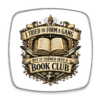 Blason vintage du club de lecture – Chemise Gang Saying - Magnet carré - blanc - Devant