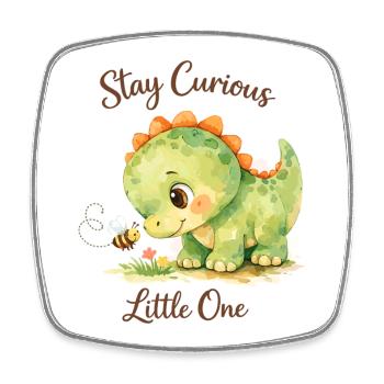 Stay Curious Little One – Aquarell Dino & Biene - Viereckiger Kühlschrankmagnet - Weiß - Vorne