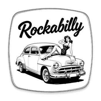 T-shirt classique Pin-Up Car Hot Up de la Hot Flip - Magnet carré - blanc - Devant