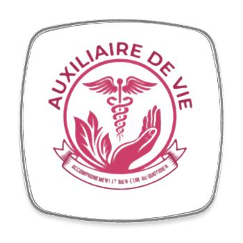 Auxiliaire de vie Sociale(rose) - Magnet carré - blanc - Devant