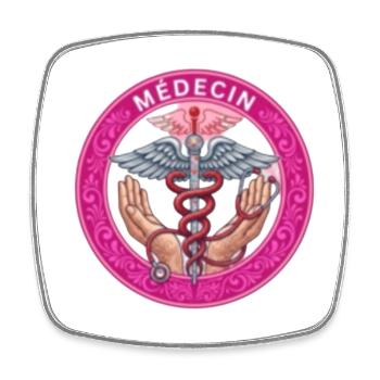 Médecin Rose Caduceus - Magnet carré - blanc - Devant