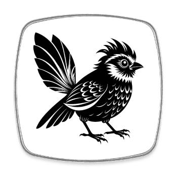 Fantail-Vogel - Viereckiger Kühlschrankmagnet - Weiß - Vorne