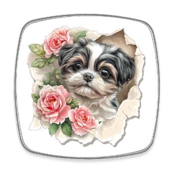 Shih Tzu - Viereckiger Kühlschrankmagnet - Weiß - Vorne