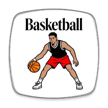 basket-ball - Magnet carré - blanc - Devant