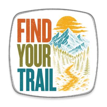 Mountains - Find Your Trail - Square fridge magnet - white - Front