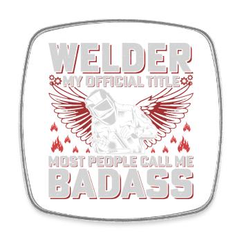 Soudeur Badass Titre officiel Artisan - Magnet carré - blanc - Devant