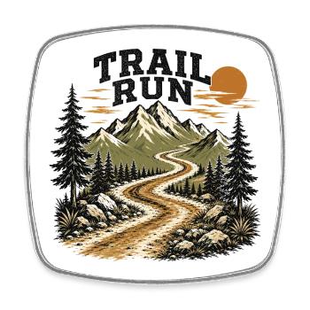 Trail Run - Square fridge magnet - white - Front