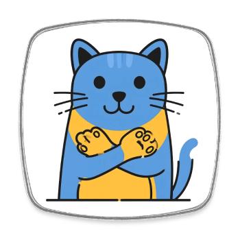 Chat Bleu Ami qui serre ses pattes - Magnet carré - blanc - Devant