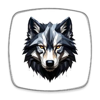 Geometric Wolf Head - Square fridge magnet - white - Front