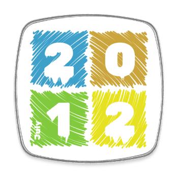 Patches colorées pour le 14e anniversaire depuis 07/2012 - Magnet carré - blanc - Devant