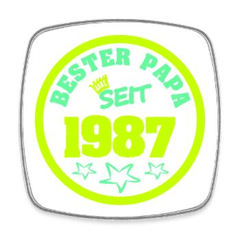 1987 Retro Neon Abzeichen - Viereckiger Kühlschrankmagnet - Weiß - Vorne