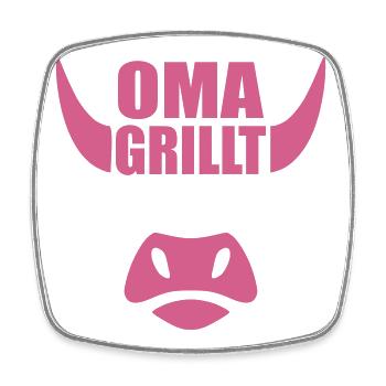 Grandma grills BBQ - Square fridge magnet - white - Front