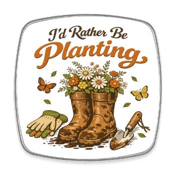 I Prefer Gardening Passion Vintage Garden - Square fridge magnet - white - Front