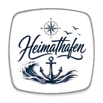 Heimathafen | Segelmode für Skipper und Bootfahrer - Viereckiger Kühlschrankmagnet - Weiß - Vorne