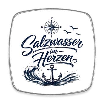 Salzwasser Liebe- Meer geht immer - Viereckiger Kühlschrankmagnet - Weiß - Vorne