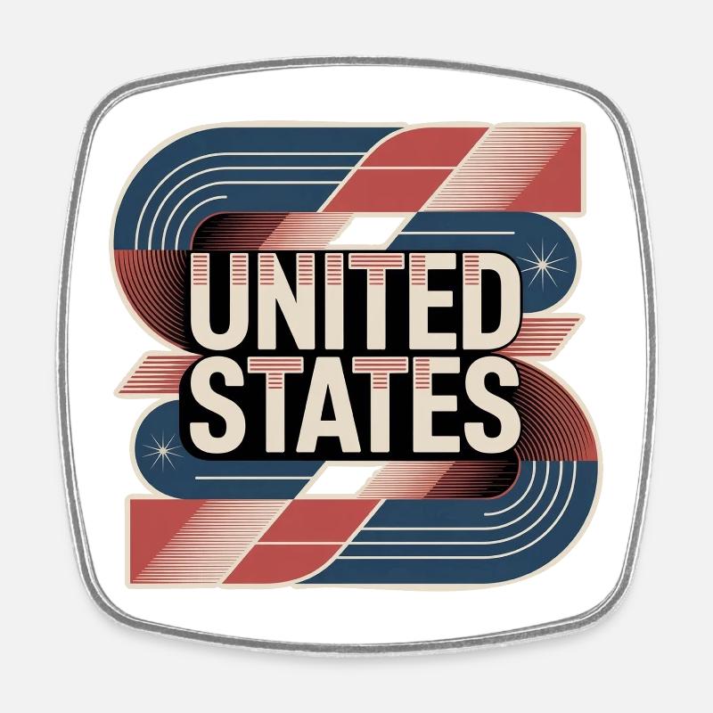 États-Unis - Magnet carré - blanc