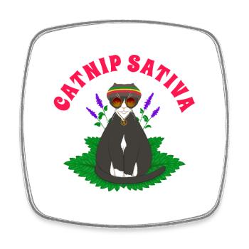 Catnip Sativa - Square fridge magnet - white - Front