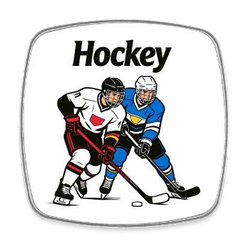 hockey sur glace - Magnet carré - blanc - Devant