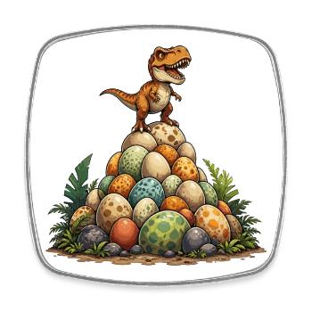 Petit Dino sur Egg Hill - Magnet carré - blanc - Devant