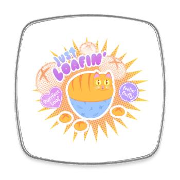 Just Loafin' - Cute Cat Loaf - Square fridge magnet - white - Front