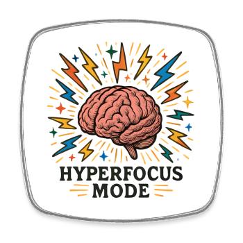 Hyperfocus Brain Power - Square fridge magnet - white - Front
