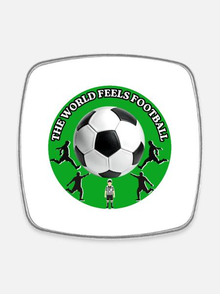 The World Feels Football - Square fridge magnet - white