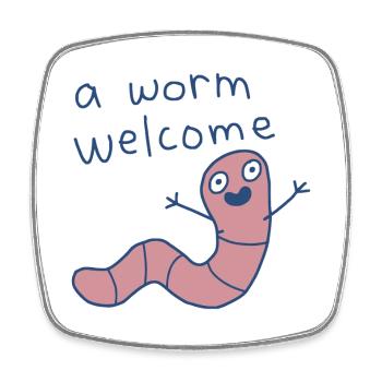 Friendly Worm Begrüßungsillustration - Viereckiger Kühlschrankmagnet - Weiß - Vorne