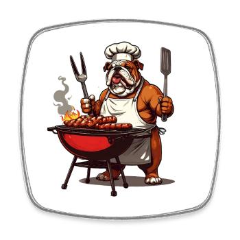 Bulldog Grillmeister - Square fridge magnet - white - Front