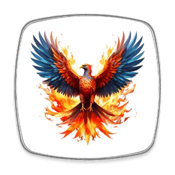 Phoenix Fire Flight Color Wings - Square fridge magnet - white - Front