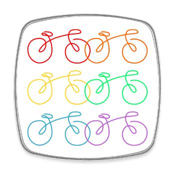 Line drawing bicycles wheel - Square fridge magnet - white - Front