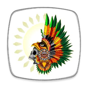 Aztec Eagle Warrior Skull - Square fridge magnet - white - Front
