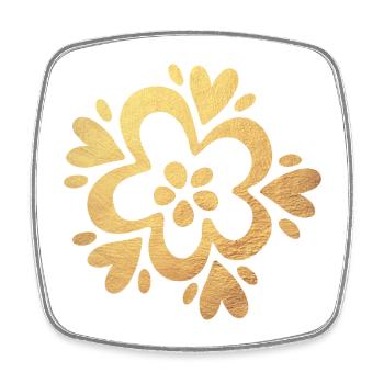 Yoga Gold Blume Flower Power Namaste Luxus Yogi - Viereckiger Kühlschrankmagnet - Weiß - Vorne