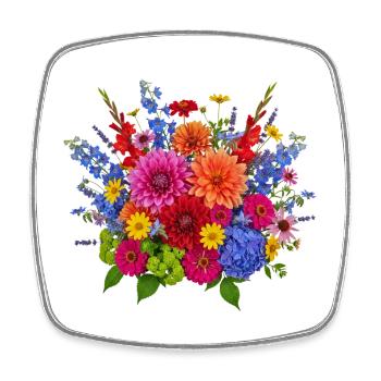 Blossom Explosion – Colorful Summer Bouquet - Square fridge magnet - white - Front