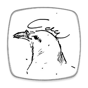 Crow ink sketch black outline - Square fridge magnet - white - Front