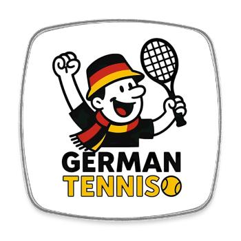 German tennis mascot - Square fridge magnet - white - Front