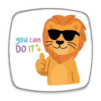 Sweet Lion in Glasses - Square fridge magnet - white - Front
