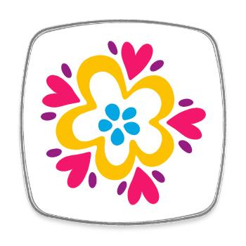 Flower Hearts Love Flower Power Blossom Mandala Colorful - Square fridge magnet - white - Front