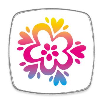 Blume Farbverlauf Flower Mandala Ornament Deko - Viereckiger Kühlschrankmagnet - Weiß - Vorne