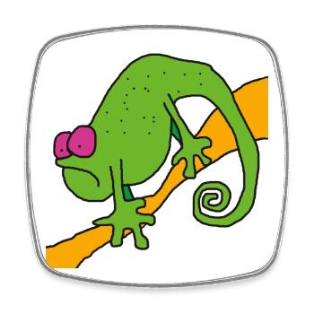 Chamaeleon on a branch – colorful pop illustration - Square fridge magnet - white - Front