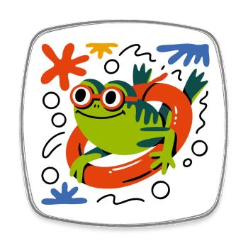 Summer Frog Fun - Square fridge magnet - white - Front