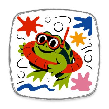 Frog with diving goggles - Square fridge magnet - white - Front
