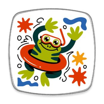 Summer Frog Fun - Square fridge magnet - white - Front