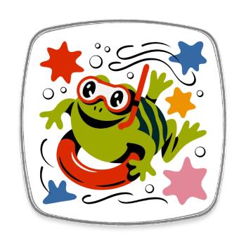 Cool Diving Frog - Square fridge magnet - white - Front