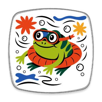 Schnorchel Frosch Abenteuer - Viereckiger Kühlschrankmagnet - Weiß - Vorne