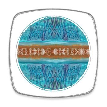Conception du cercle de ruban mandala en turcelle - Magnet carré - blanc - Devant