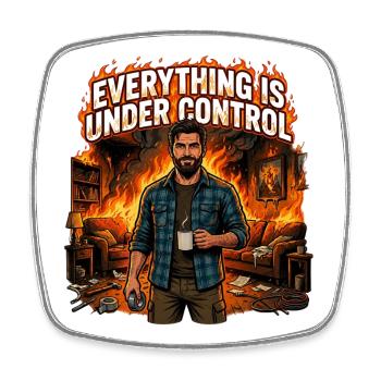 Everything Is Under Control Funny Sarcastic Chaos - Square fridge magnet - white - Front