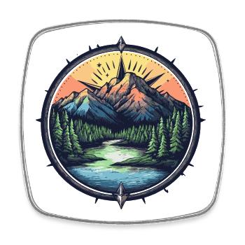 Mountains Compass - Square fridge magnet - white - Front