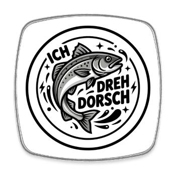 Ich dreh Dorsch - Viereckiger Kühlschrankmagnet - Weiß - Vorne