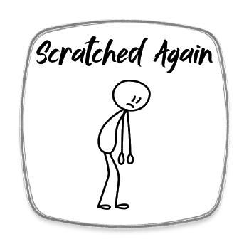 Scratched Again Humour Drôle | Design Minimaliste - Magnet carré - blanc - Devant
